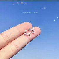 Tiny Dolphin Hollow out Studs Earrings