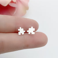 Jigsaw Puzzle Shape Studs Earrings