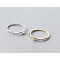 Small Solitaire CZ Silver Slim Band Rings