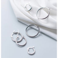 Solid Silver latch-back Hoop Earrings-SH045
