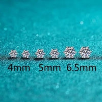 Moissanite Diamonds Studs Earrings; Classic Solitaire Six Prongs Diamonds