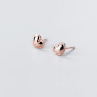 Rose Gold Heart Stud Earrings-SS008