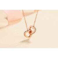 Heart Moissanite Necklace-Two Heart Shape necklace