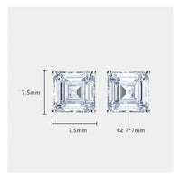 Simulated Diamonds Studs Earrings; Emerald Cut Square Diamonds