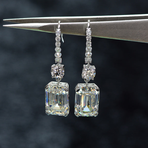 Brilliant Simulated Diamonds Earrings-Emerald Cut