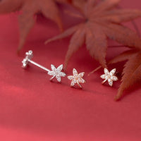 Maple Leaves Shining Stud Earrings-ECZ017