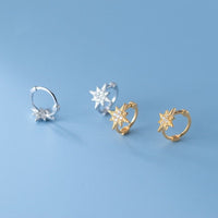 Small Star Hoop Huggies Earrings-SH031