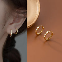 Diamonds Cuts Geometric Huggie Earrings-SH037