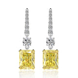 Yellow Canary Simulated Diamonds Earrings-Radiant Cut Rectangle Lab Diamonds