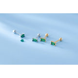 Screw back Emerald Rectangle Studs Earrings