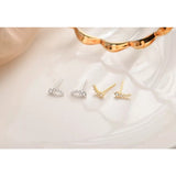 Graduated CZ Diamonds Stud Earrings-ECZ027