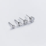 Silver Gold Stud Earring-5A CZ Diamonds Studs-ECZ030