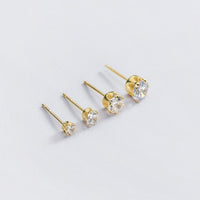 Silver Gold Stud Earring-5A CZ Diamonds Studs-ECZ030