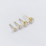 Silver Gold Stud Earring-5A CZ Diamonds Studs-ECZ030