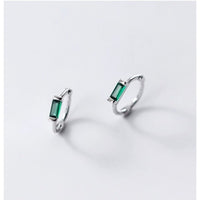 Small Emerald Green Huggie Earrings-SH012