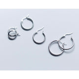Solid Silver latch-back Hoop Earrings