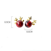 Small Ruby Red Nose Reindeer Studs Earrings- Reindeer Stud-EOS006