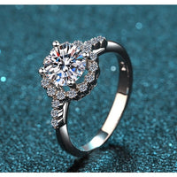 Moissanite Engagement Ring-Flower Like Diamonds-Brilliant Statement Ring-RM005