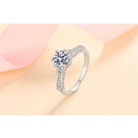 Moissanite Rose Flower Petals Engagement Ring-RM001