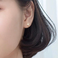 Small Star Hoop Huggies Earrings-SH031