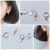 Small S925 Silver Hoop Earrings/Small Huggie Earrings/Heart Stars Cross Drop Huggies/Dangle Drop Hoop Earrings/Helix Huggie/Silver Rose Gold