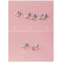 Solitaire CZ Screw back Studs Earrings