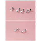 Solitaire CZ Screw back Studs Earrings