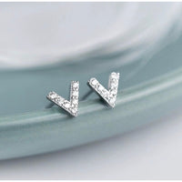 Dainty Letter V shape Stud Earrings-ECZ011