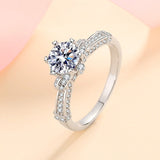 Moissanite Rose Flower Petals Engagement Ring-RM001