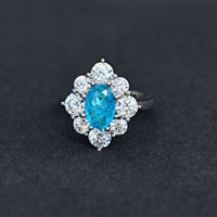 Vintage Pale Blue Simulated Diamonds Engagement Ring