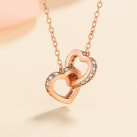 Heart Moissanite Necklace-Two Heart Shape necklace