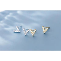 Dainty Letter V shape Stud Earrings-ECZ011