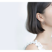 Solid Silver latch-back Hoop Earrings-SH045