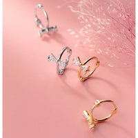 Crystal Bow Huggie Hoop Earrings