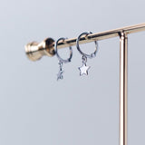 Small S925 Silver Hoop Earrings/Small Huggie Earrings/Heart Stars Cross Drop Huggies/Dangle Drop Hoop Earrings/Helix Huggie/Silver Rose Gold