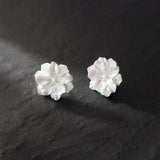 Giant Milk White Flower Earrings
