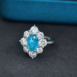 Vintage Pale Blue Simulated Diamonds Engagement Ring