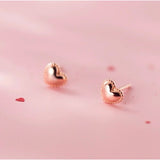 Rose Gold Heart Stud Earrings-SS008