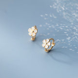 Flower Small Hoop Huggie Earrings-SH028