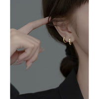 Diamonds Cuts Geometric Huggie Earrings-SH037
