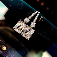 Brilliant Simulated Diamonds Earrings-Emerald Cut