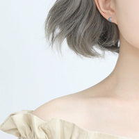 Silver Crescent Moon w/ Small Heart Stud Earrings