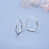 Solid Silver latch-back Hoop Earrings-SH045