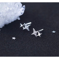 Sparkling Silver Small Star Stud Earrings