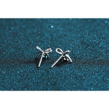 Moissanite Diamonds Studs Earrings; Miniature bow shape studs;