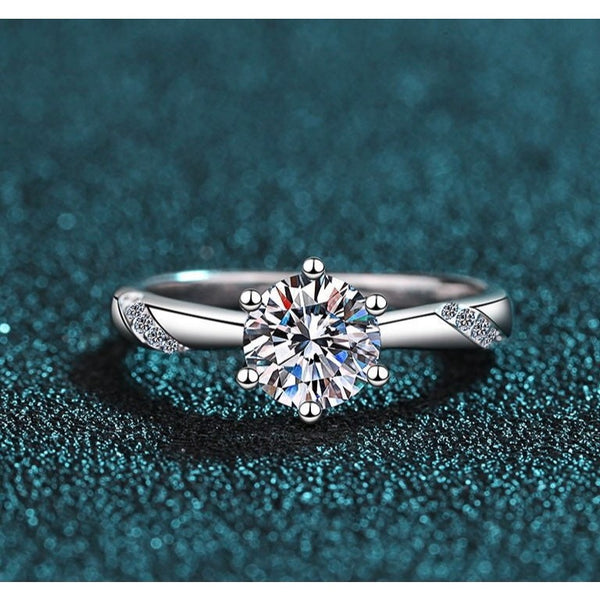 Moissanite Engagement Ring-Classic Solitaire Rings-RM002