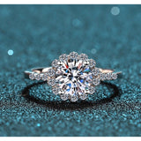 Moissanite Engagement Ring-Flower Like Diamonds-Brilliant Statement Ring-RM005
