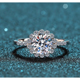 Moissanite Engagement Ring-Flower Like Diamonds, Brilliant Statement Ring