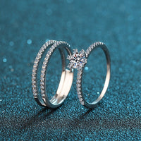 Wedding ring set, Moissanite solitaire Ring Set-RM008