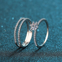 Wedding ring set, Moissanite solitaire Ring Set